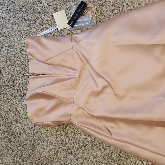 SALE Alfred Sung Size 10 Strapless Satin A-Line Gown Dress Cocktail Pocket Pink - Picture 7 of 13